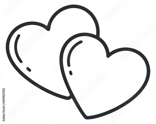 A pair of intertwined hearts in a black outline minimalist vector style, perfect for romantic designs and Valentine's Day projects
