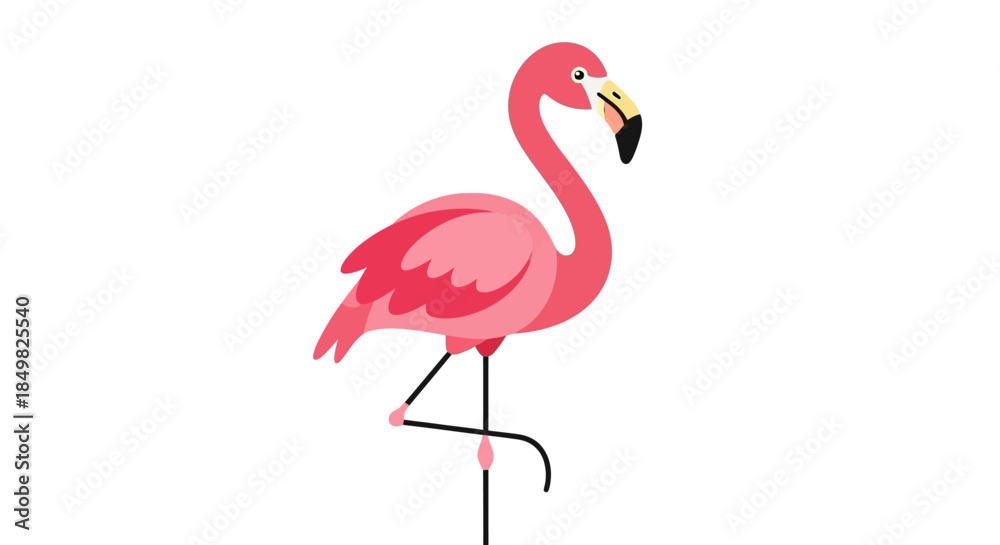 Obraz premium Stylized flamingo illustration with a playful and simple design aesthetic on white backdrop