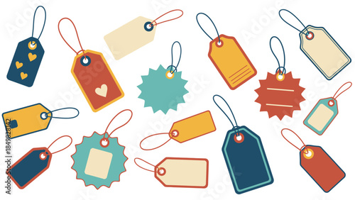 Colorful Assorted Tags and Labels Collection.