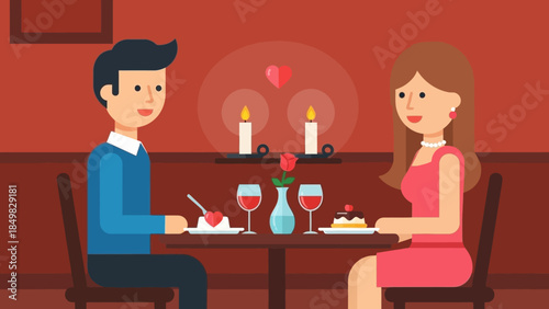 Couple Enjoying Romantic Dinner Together.