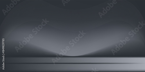 Empty Gray studio room background Space for selling products, backdrop, wallpaper, background, text. Empty Room Studio with table.