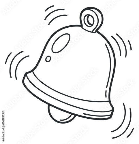 A ringing bell illustration in a hand-drawn outline style, ideal for alert notifications and event announcements