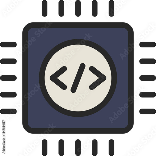 Programming Chip Filled Line Icon