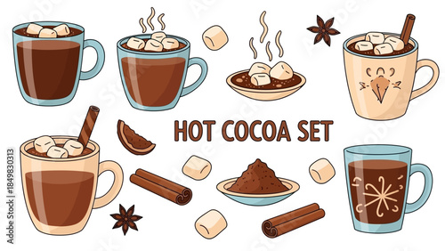 Hot Cocoa Set with Marshmallows and Spices.