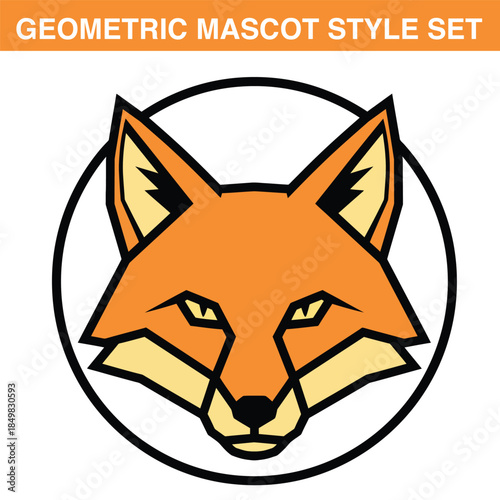 Orange geometric fox head mascot logo vector illustration