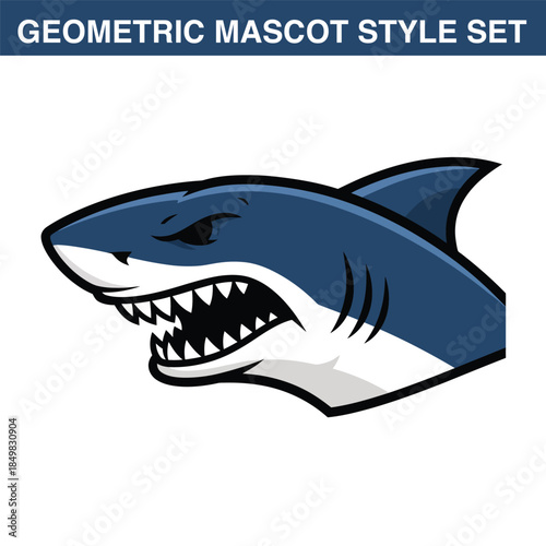 Aggressive blue shark head mascot logo vector illustration