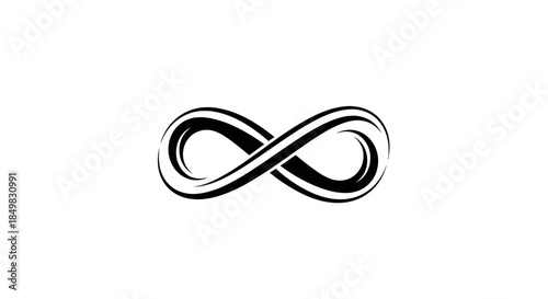 Elegant Infinity Symbol in Black and White for Timeless Concepts Design Element