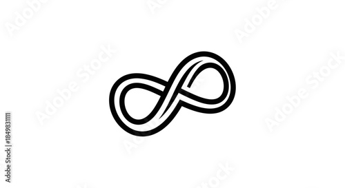 Elegant double line infinity symbol on a clean white background demonstrating unending potential
