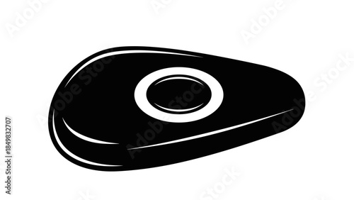 Black Teardrop Object with White Ring.