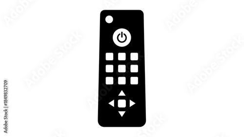 Black Television Remote Control Device Isolated 1.