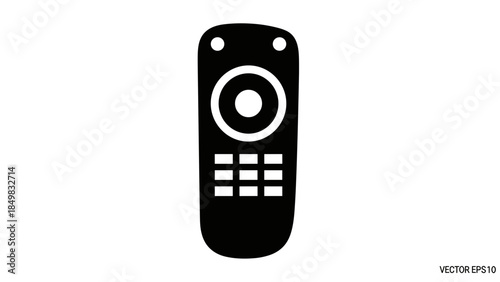 Black Television Remote Control Device Illustration.