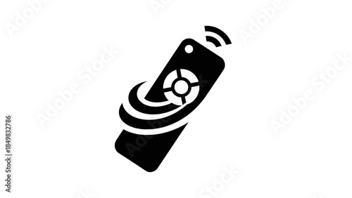 Black Television Remote Control with Signal.