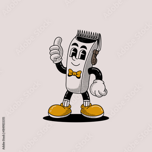 Retro Cartoon anthropomorphic barber Vector illustration hand drawn