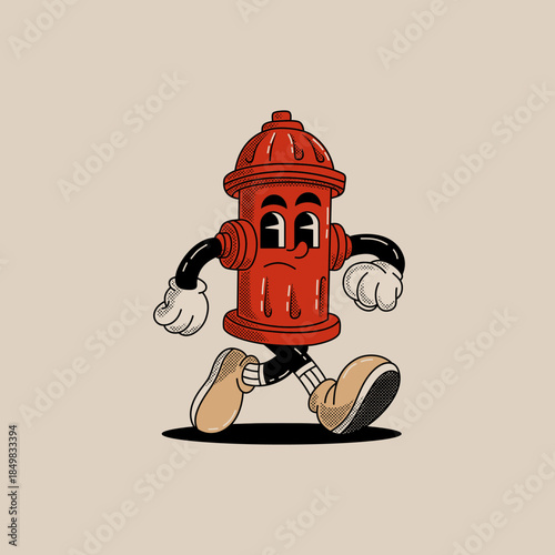 Cartoon Retro Fire hydrant Vector illustration hand drawn