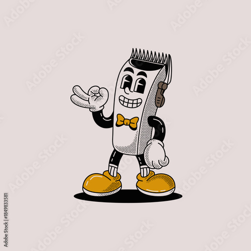 Cartoon Mascot anthropomorphic barber Vector illustration hand drawn