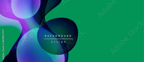 Abstract fluid shapes overlap, creating vibrant color gradients. Text reads background design centered within composition. Modern aesthetic.