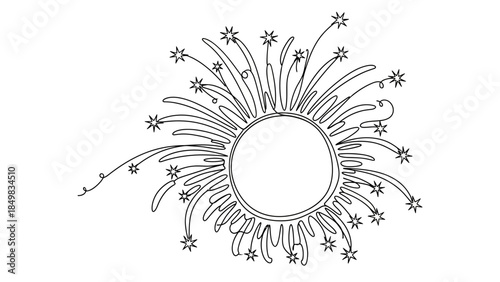 fireworks illustration, black and white design