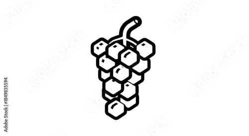 Minimalist grape cluster illustration, perfect for culinary or agricultural designs and logos