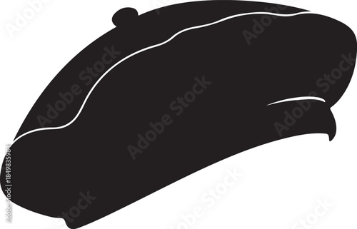 Stylish black beret hat design illustration representing fashion and french culture