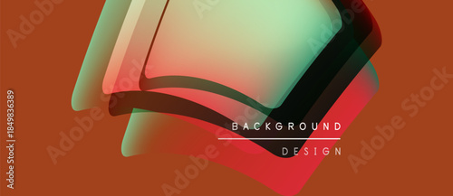 Abstract fluid shapes overlap, creating vibrant color gradients. Orange background complements design elements. Modern aesthetic.