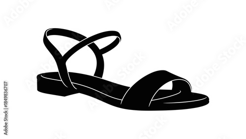 Black Womens Sandal with Thin Strap.