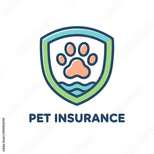 Pet Insurance Shield Icon. Health Protection and Veterinary Coverage Vector.