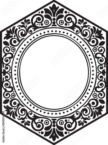 black and white frame with ornament