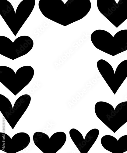 Heart Frame rectangle Valentine's Day. Vector graphic line black and white illustration. For poster, invitation, backdrop, ad, sale promotion, print for t-shirt