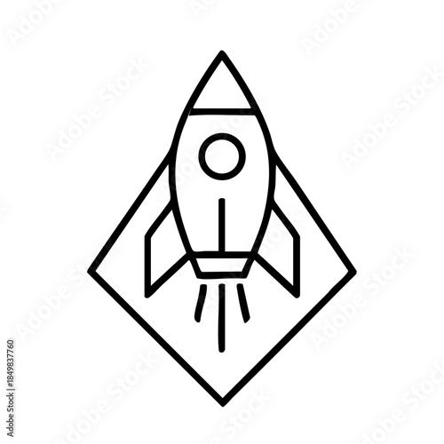 Minimalist rocket startup logo, clean monoline style