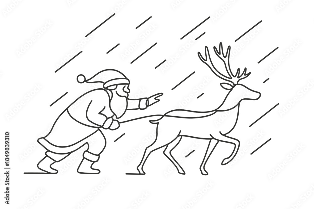Obraz premium Santa's Snowstorm Journey.