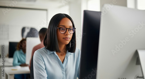 Talented Indian female software engineer meticulously focused on