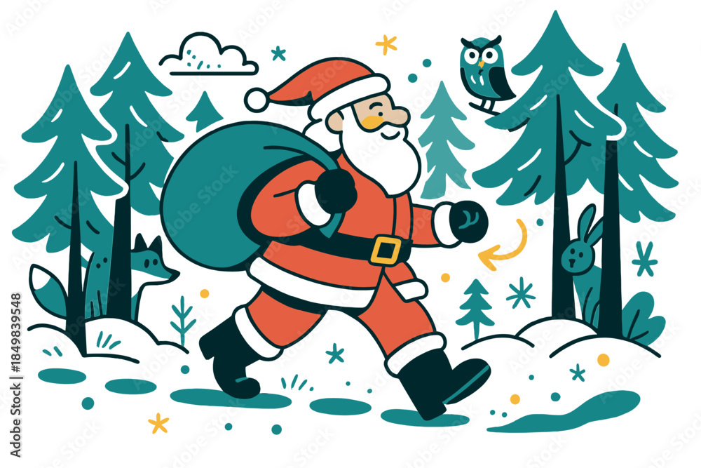 Fototapeta premium Santa's Winter Stroll.
