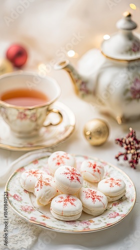 winter snowflake macarons