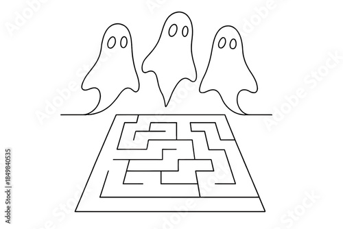 Electric Maze Guardians. "Digital guardians watching over electric maze". Minimalistic one-line drawing [of