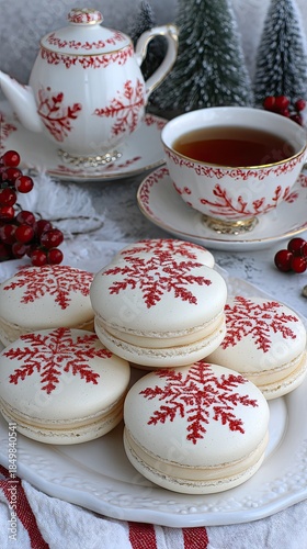 winter snowflake macarons