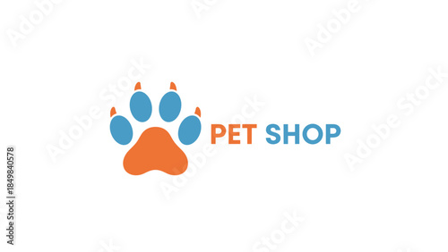 Pet Shop Logo with Paw Print.