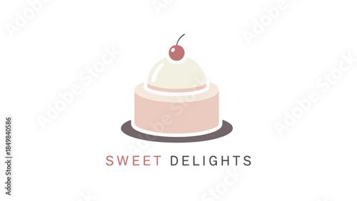 Pink Cake with Cherry on Top.