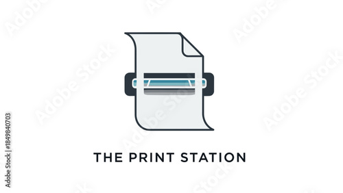 Simple Line Art Printer Illustration Design.