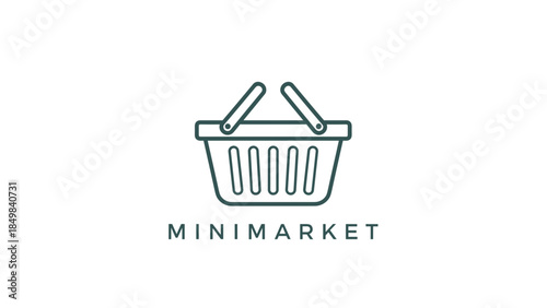 Simple Line Drawing of Shopping Basket Icon.