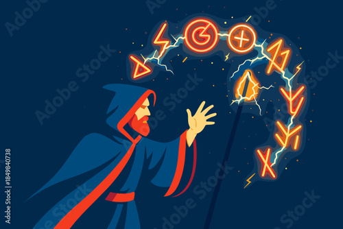 Neon Incantation. Neon incantation. The sorcerer summons a ring of electric glyphs that spin around their