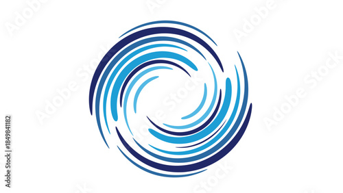 Blue Swirling Circle Abstract Design Element.