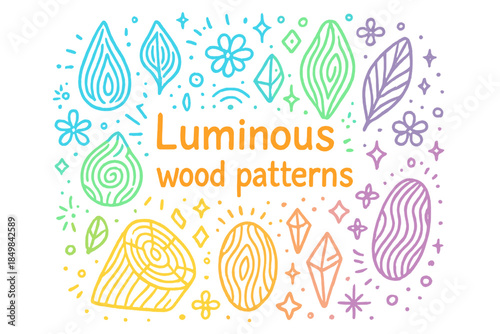 Luminous Wood Patterns. Luminous wood patterns. Hand-drawn doodle illustration of Luminous wood patterns.