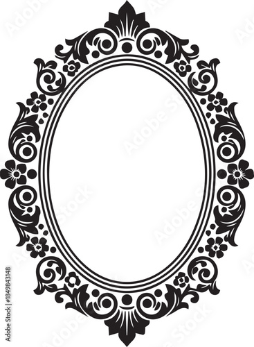 round frame with floral ornament
