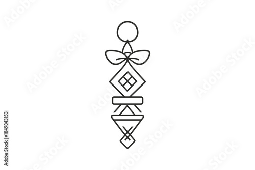 Holographic Geometric Charm. "Floating holographic charm made from folk iconography". Minimalistic one-line