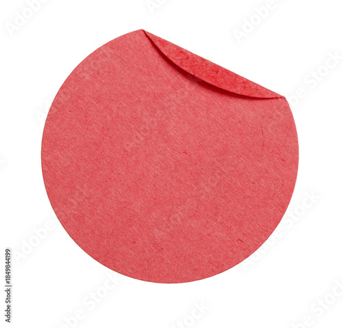 Empty round red paper sticker peeled the corner, creating dynamic visual interest for messages Transparent and sales. background