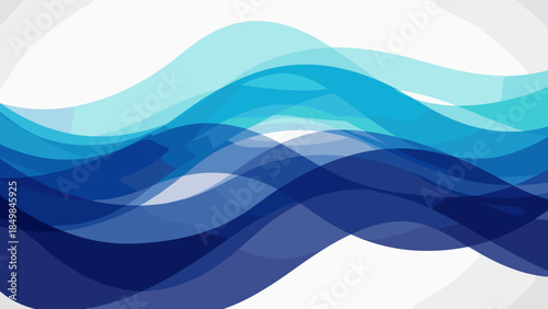 Blue Wavy Lines Abstract Digital Art.