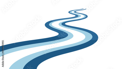 Blue Wavy Lines on White Background.