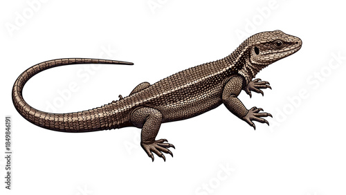 Brown Lizard with Striped Pattern Illustration.