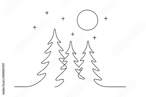 Moonlit Spruce Silhouettes.