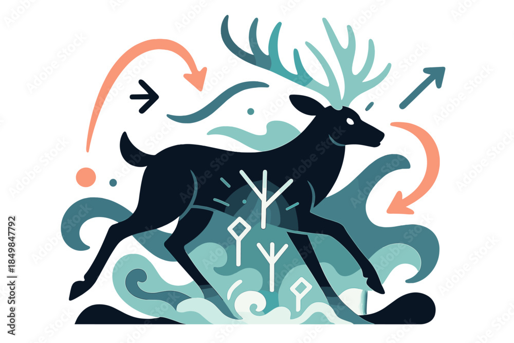 Obraz premium Deer Illuminated by Magic.